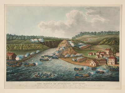 De Slag bij Queenstown, 13 okt. 1813, gepubliceerd voor J. Jenkins Martial Achievements door Thomas Sutherland