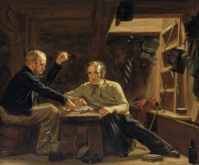 Portretten van twee zeelieden zittend tussen de balken in het ruim van een Berwick door Thomas Sword Good