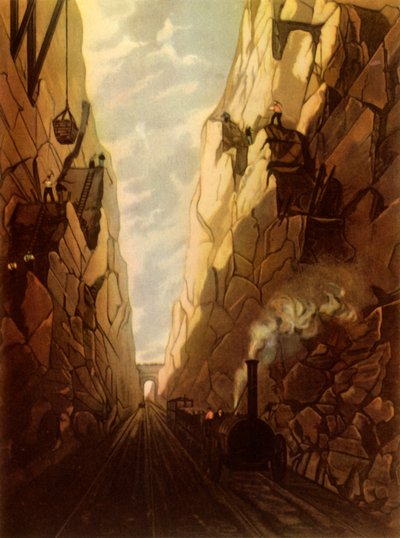 Olive Mount Cutting op de Liverpool en Manchester Railway, 1831, 1945 door Thomas Talbot Bury