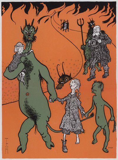 Der Kohlennot (kleur litho) door Thomas Theodor Heine
