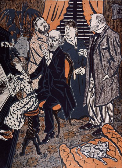 Familieconcert aan de piano in: Simplicissimus, Duitsland door Thomas Theodor Heine