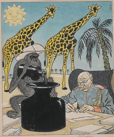 De koloniën kunnen niet floreren onder de Duitse regering, omdat de inkt opdroogt..., 1903 door Thomas Theodor Heine