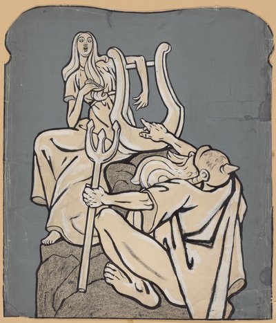 Ter gelegenheid van de honderdste geboortedag van Heinrich Heine – Maquette van een Heine-monument; Simplicissimus IV/38, 1899 door Thomas Theodor Heine