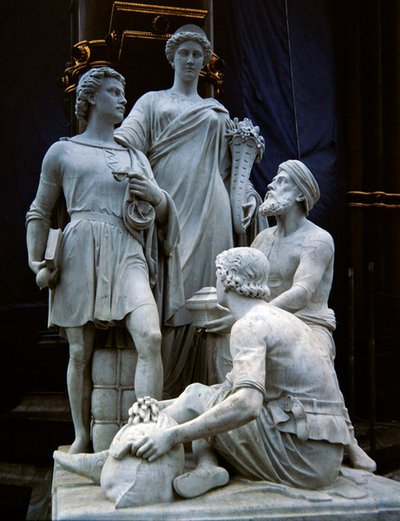Handel, beeldengroep van het Albert Memorial, voltooid in 1876 door Thomas Thornycroft