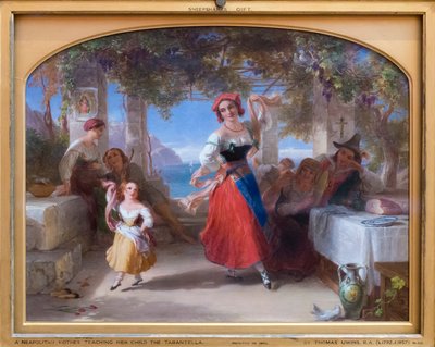 Een Italiaanse moeder leert haar kind de tarantella door Thomas Uwins