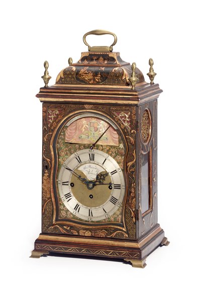 George III groene en vergulde Japanned muzikale automaat tafelklok die de Lord Mayor