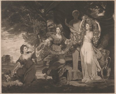 De Eerbare Mevrouw Beresford met de Markiezin Townshend en de Eerbare Mevrouw Gardiner Aanbiddend een Term van Hymen door Thomas Watson