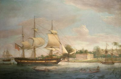 Een Landelijk Schip op de Hoogly bij Calcutta door Thomas Whitcombe