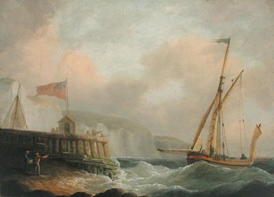 Schoener die de Haven Binnenkomt door Thomas Whitcombe
