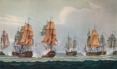 Strachans actie bij Ferrol, ca. 1806 door Thomas Whitcombe