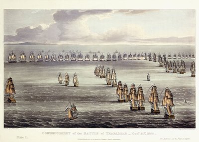 Het begin van de Slag bij Trafalgar, 21 oktober 1805 door Thomas Whitcombe