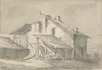 Vervallen boerenhoeve door Thomas Wijck (attributed to)