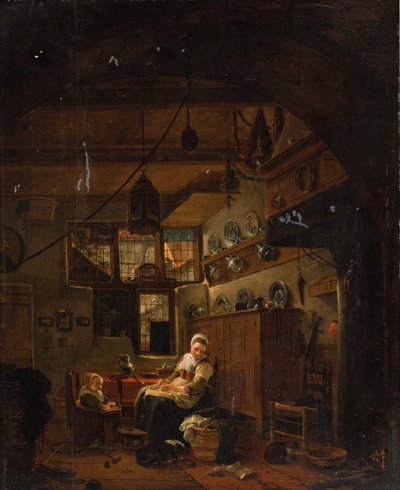 Interieur van een Nederlandse Boerderij door Thomas Wijck