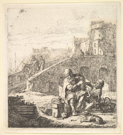 Lazarillo steelt druiven van de arme blinde bedelaar door Thomas Wijck