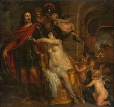 Venus bewapent een krijger, mogelijk Johan Maurits bij de smidse van Vulcanus door Thomas Willeboirts Bosschaert