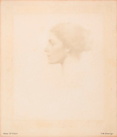 Hoofd van een meisje door Thomas Wilmer Dewing