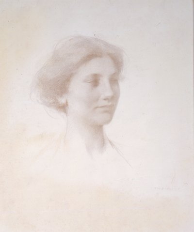 Hoofd van een Meisje door Thomas Wilmer Dewing