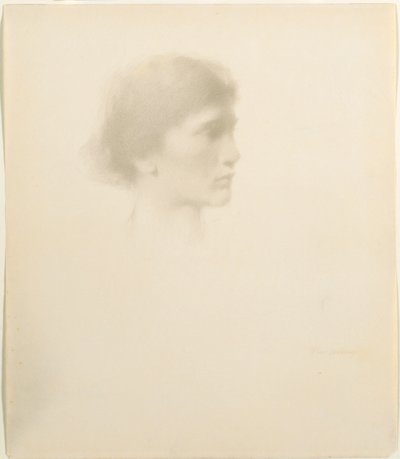 Hoofd van een vrouw door Thomas Wilmer Dewing