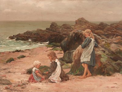 Kinderen op een rotsachtig strand door Thomas Wilson