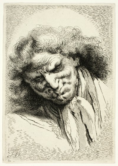 Hoofd van een slapende oude man door Thomas Worlidge