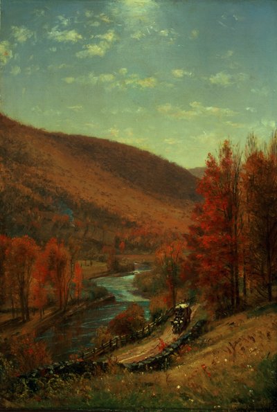 Een weg door Belvedere, Vermont door Thomas Worthington Whittredge