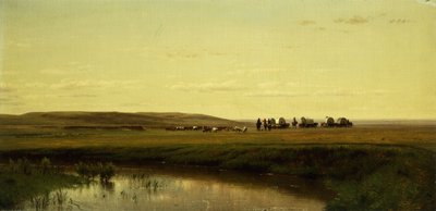 Een huifkar op de vlaktes, Platte River door Thomas Worthington Whittredge