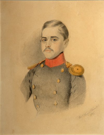 Portret van een officier uit de Rehbinder-familie Nikolai Rehbinder, 1845 door Thomas Wright