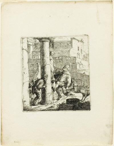 De blinde bedelaar in de val gelokt door Lazarillo door Thomas Wyck