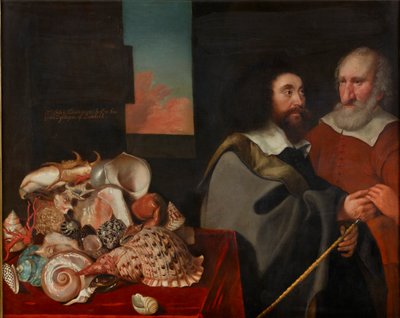 John Tradescant de Jongere met Roger Friend en een verzameling exotische schelpen, 1645 door Thomas de Critz