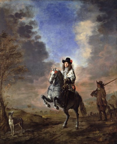 Ruiterportret van een Man met een Page door Thomas de Keyser