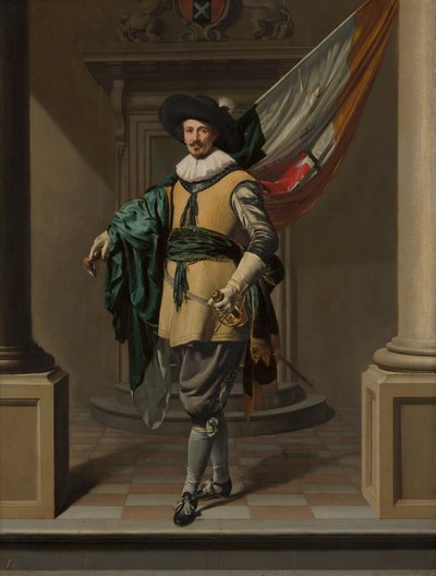 Portret van Loef Vredericx als een Vaandrig door Thomas de Keyser