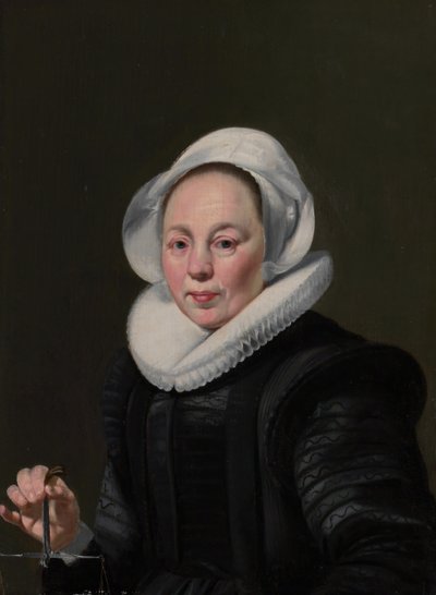Portret van een vrouw met een balans, ca. 1625-26 door Thomas de Keyser