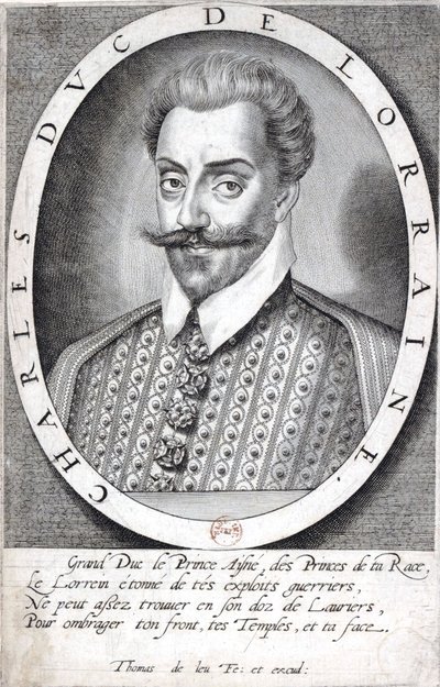 Portret van Karel III, hertog van Lotharingen door Thomas de Leu - Gallica (aangepast) door Thomas de Leu