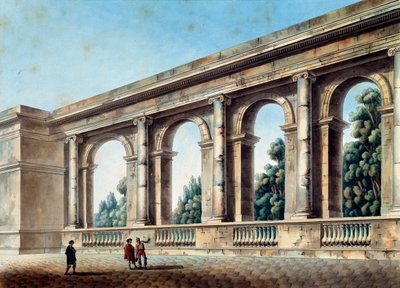Zicht op een Gebogen Galerij, ca. 1791-1794 door Thomas de Thomon