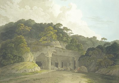 De ingang van de Elephanta-grot, plaat 58 uit 