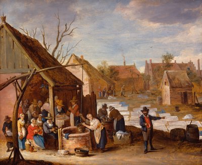 Boeren aan het werk op een bleekveld door Thomas van Apshoven