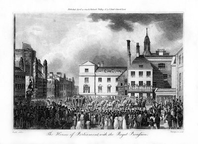 Het parlementshuis met de koninklijke processie, Londen door Thompson