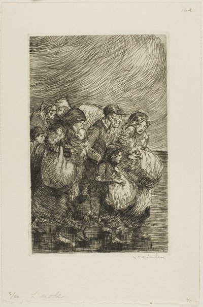 Evacuees door Théophile Alexandre Pierre Steinlen