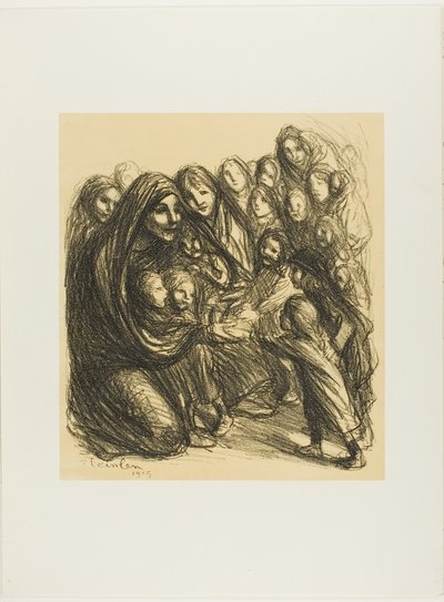 Voor de dochters van soldaten gesneuveld op het ereveld, plaat dertien uit Actualités door Théophile Alexandre Pierre Steinlen