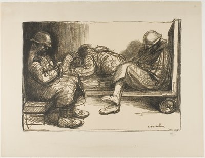 In de dug-out door Théophile Alexandre Pierre Steinlen