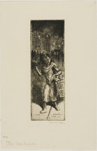 Klein bloemenmeisje door Théophile Alexandre Pierre Steinlen