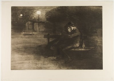 Geliefden op een bankje door Théophile Alexandre Pierre Steinlen