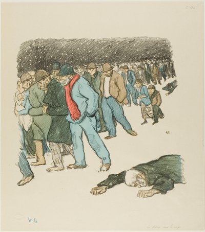 Ellende onder de sneeuw door Théophile Alexandre Pierre Steinlen