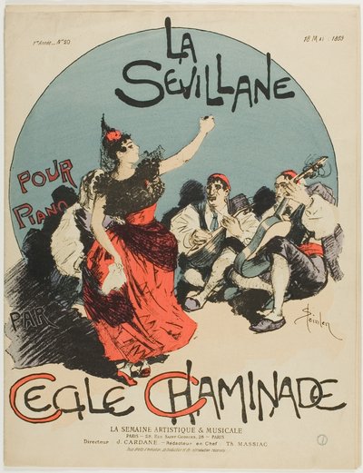 Ouverture voor De vrouw uit Sevilla, voor piano, door Cecile Chaminade door Théophile Alexandre Pierre Steinlen