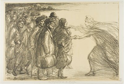 Vluchtelingen uit de Maas door Théophile Alexandre Pierre Steinlen