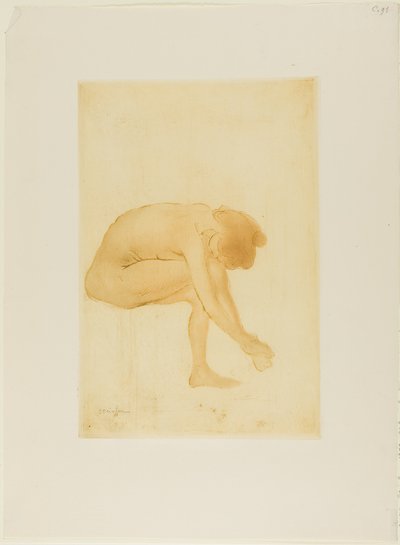 Zittende vrouw die haar voeten droogt door Théophile Alexandre Pierre Steinlen