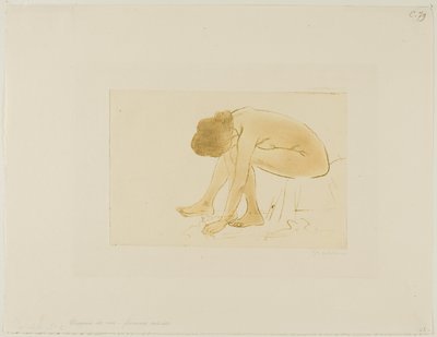 Zittende vrouw die haar voeten afveegt door Théophile Alexandre Pierre Steinlen