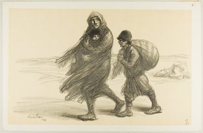 Servische exodus, plaat eenentwintig uit Actualités door Théophile Alexandre Pierre Steinlen
