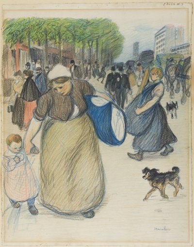 Straatbeeld door Théophile Alexandre Pierre Steinlen