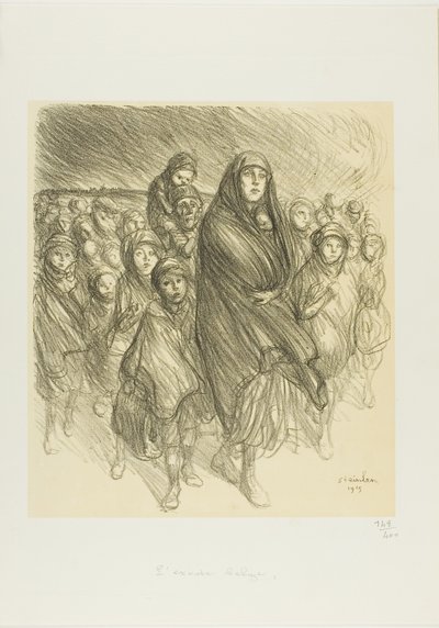 De Belgische Exodus door Théophile Alexandre Pierre Steinlen